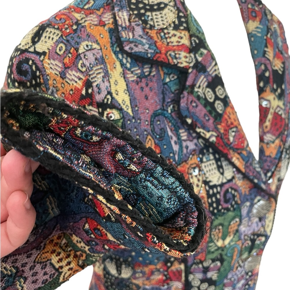 PARSLEY & SAGE Vintage Cat Tapestry Beaded Blazer Jacket - Picture 5 of 16